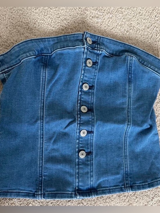 American Eagle Outfitters Tops - American Eagle Button-Front Denim Tube Top in Deep Blue